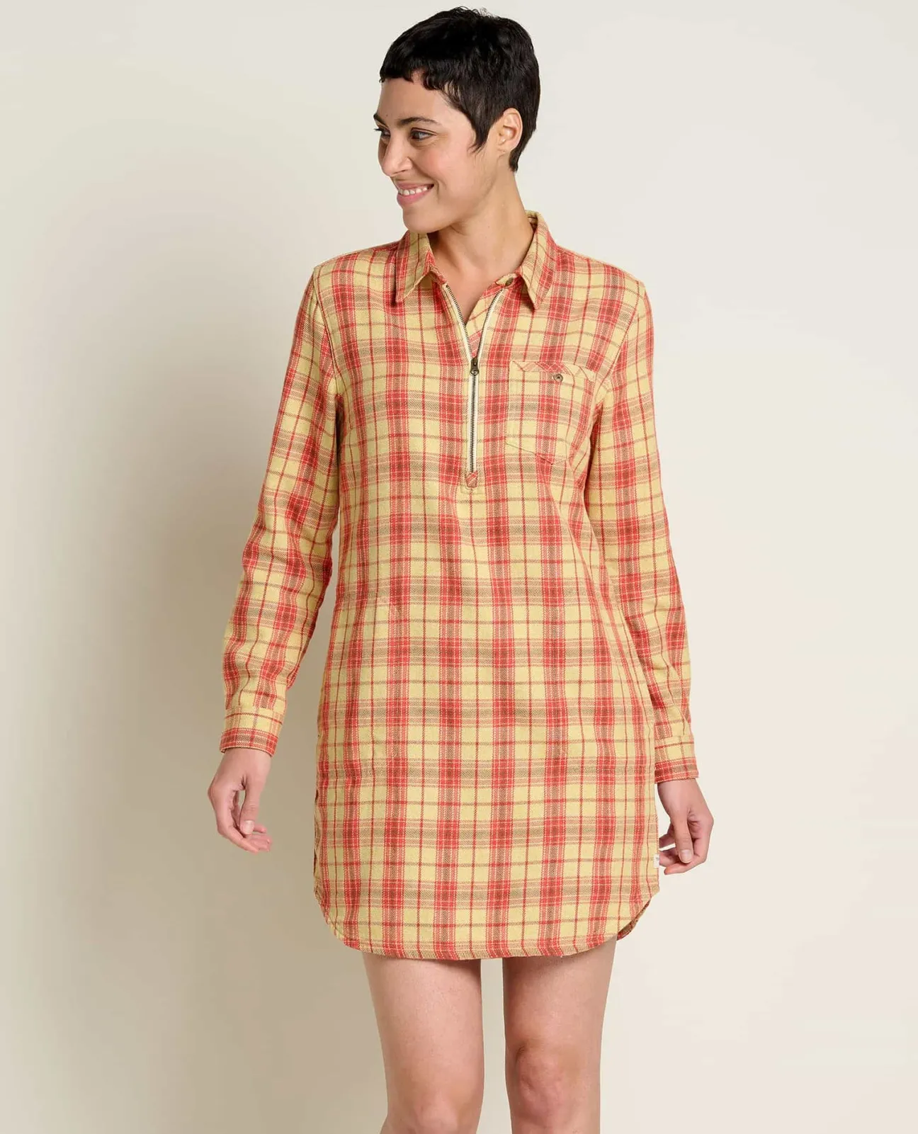 Women Toad&Co Flannels*Bodie Quarter Zip Dress